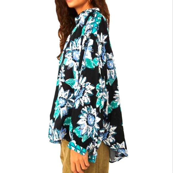NWT Free People Good Vibrations Blouse, Black Combo Boho S/P - Picture 3 of 17